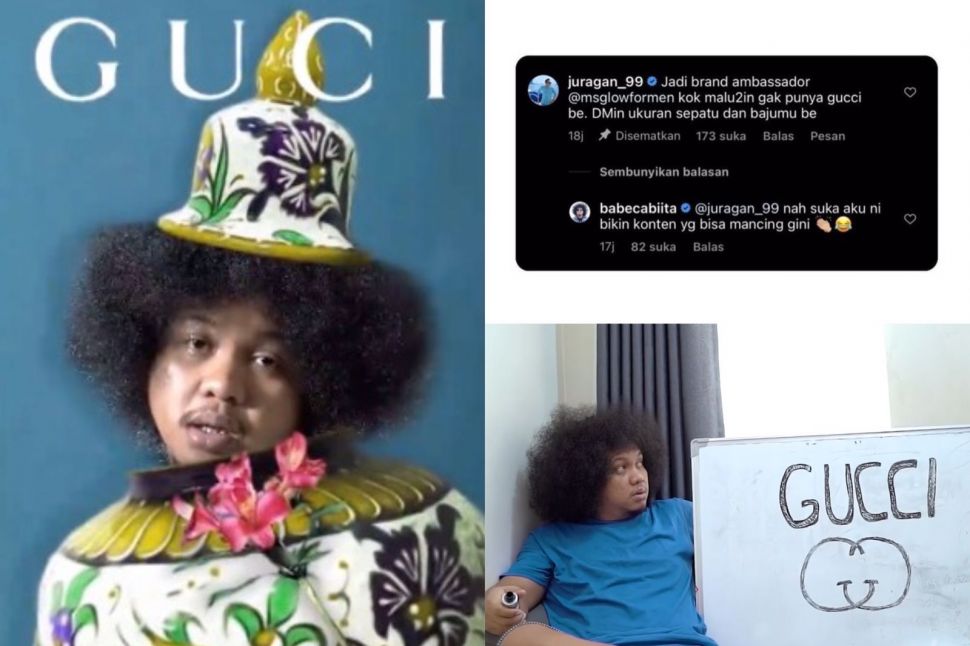 Babe Cabita membuat video Gucci Model Challenge dan mendapat perhatian dari Gilang Juragan 99. [Instagram]